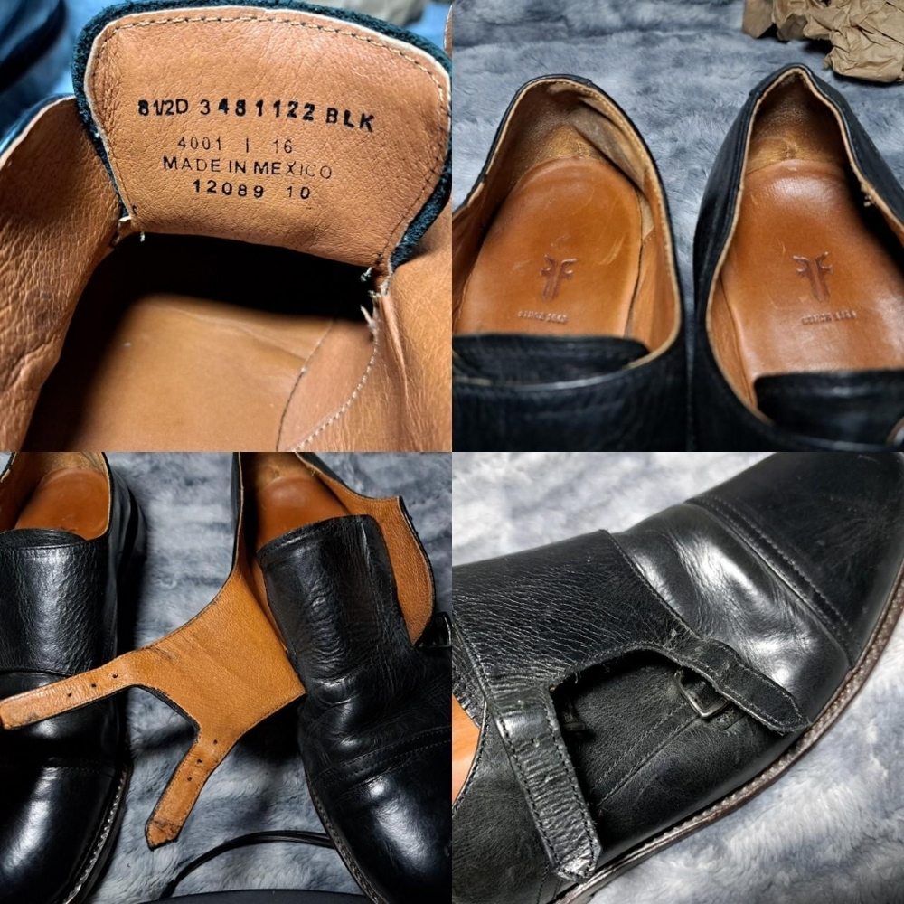 Frye Men's Black Leather Double Monk Strap Shoes Size 8.5D - Picture 4 of 8